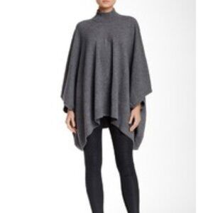 Theory Poncho Womens Petite Small Grey Wool Knit Florencia Lorywash Quiet Luxury